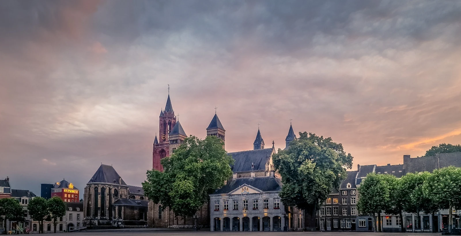 Historic city at dusk
